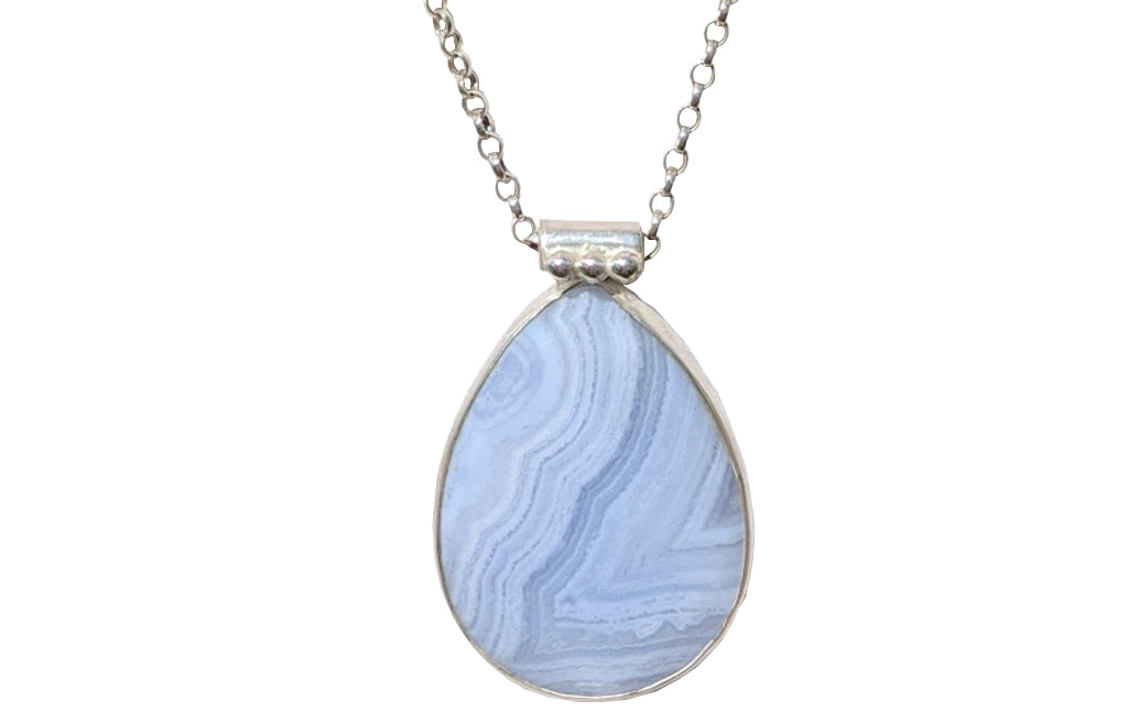 Natural Blue Lace Agate Necklace Gold Raw Blue Lace Agate Pendant Necklace  Blue Lace Agate Jewelry for Women Blue Chalcedony Necklace - Etsy
